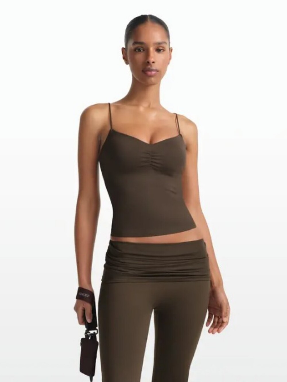 NIKE X SKIMS Matte Shirred Tank In Brown
